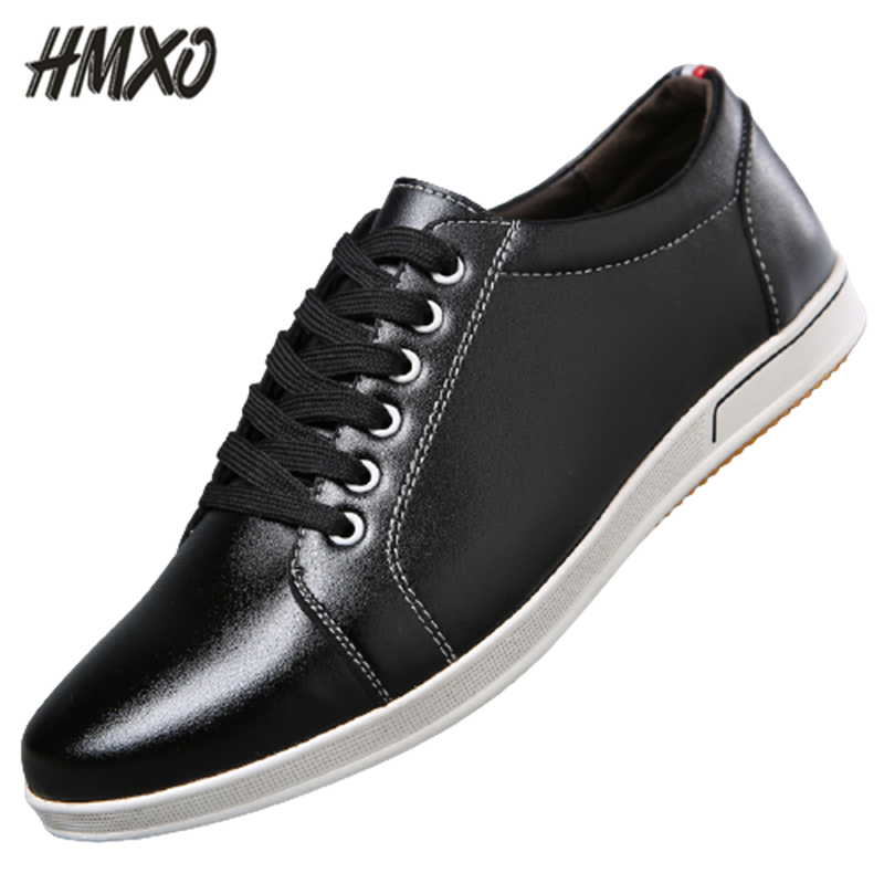 HMXO Autumn Business Casual Men's Leather Shoes Youth Formal Wear Lace-up Men's Single Shoes British Style Men's Leather Shoes