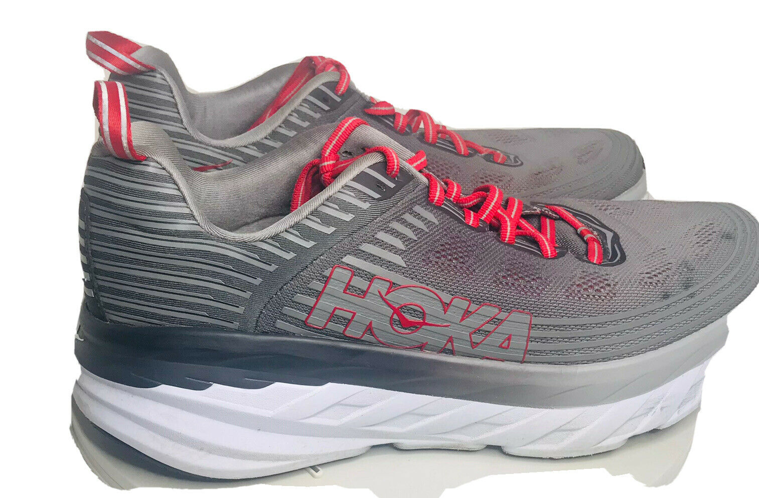 Hoka One One Bondi 6 Men’s Sz 9.5 Cushioned Running Walking Shoes Gray Red ￼READ
