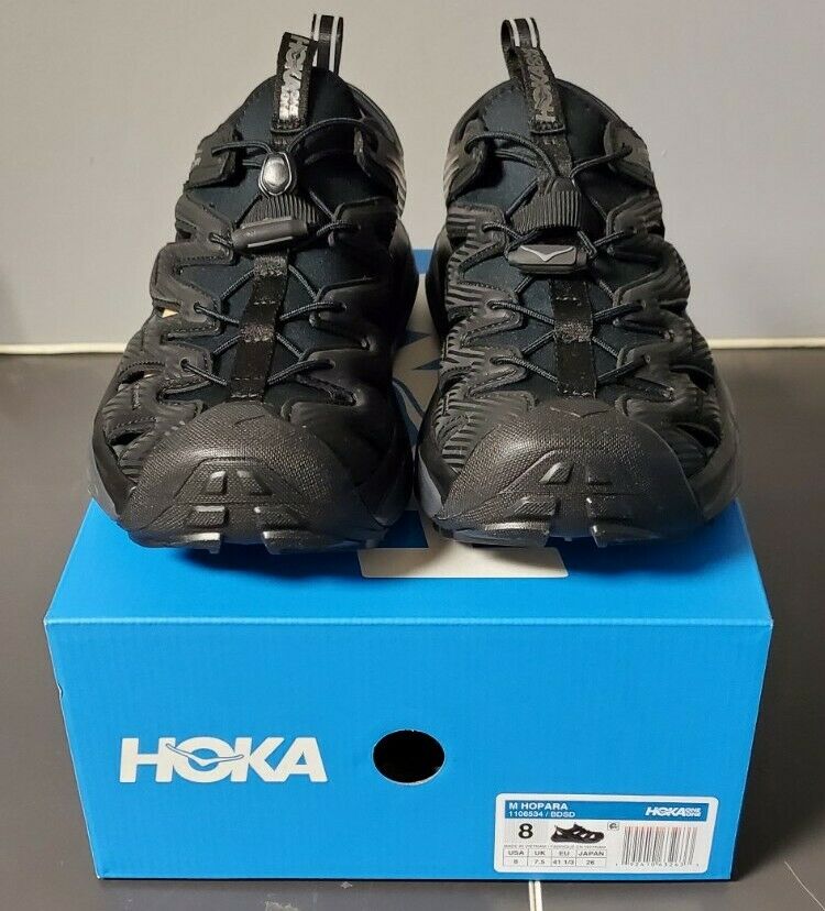 HOKA One One Hopara Nimbus Black Walking Hiking Shoes 1106534 Sz 8