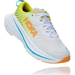HOKA Women's Bondi X Road Running","Walking Shoes in White/Evening Primrose, Size 5.5
