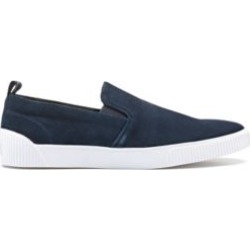 HUGO BOSS - Slip On Suede Shoes With Contrast Rubber Sole - Dark Blue