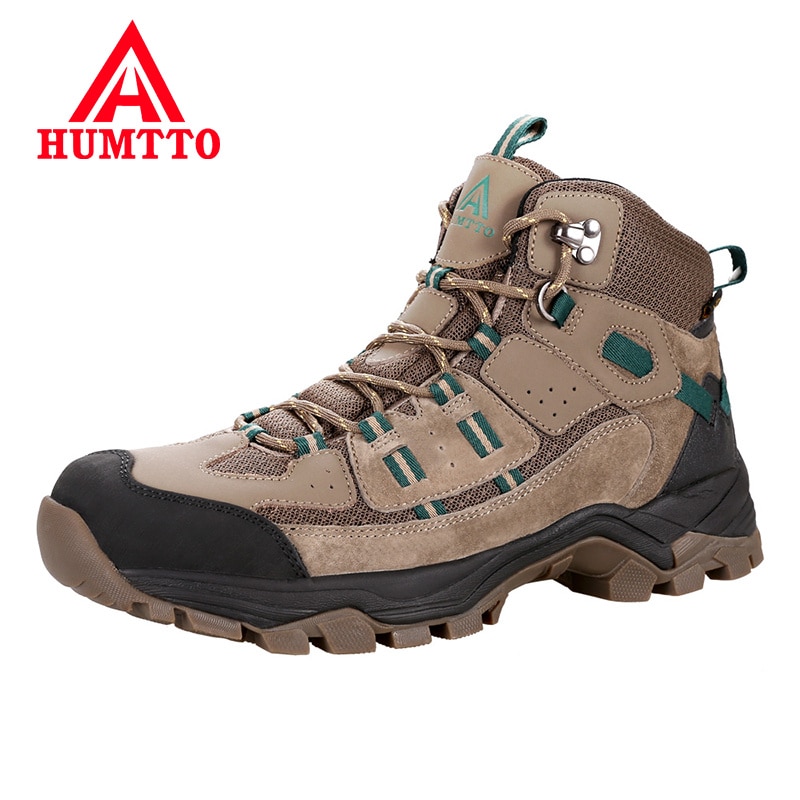 HUMTTO Brand Professional Outdoor Hiking Shoes Genuine Leather Trekking Mountain Sneakers Waterproof Camping Men Shoes Big Size