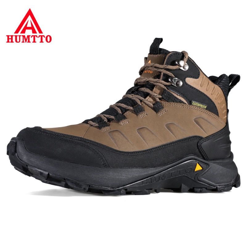 HUMTTO Genuine Leather Mens Hiking Shoes Waterproof Climbing Athletic Men Women Shoes Outdoor Trekking Tourism Sneakers Big Size
