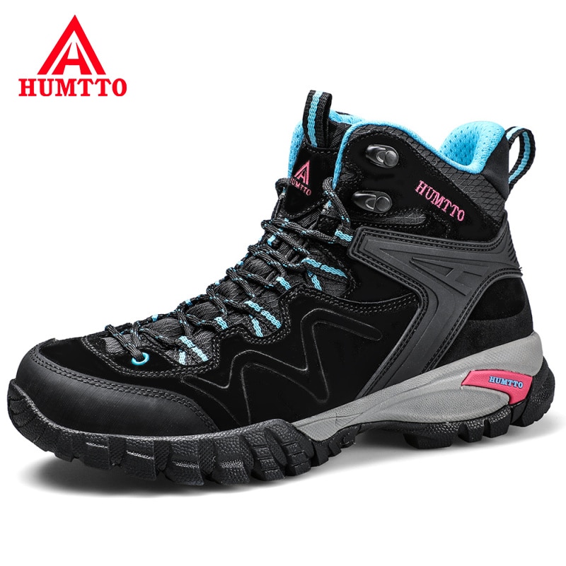 HUMTTO New Waterproof Hiking Shoes for Women Leather Sport Hunting Climbing Trekking Boots Breathable Outdoor Mountain Sneakers
