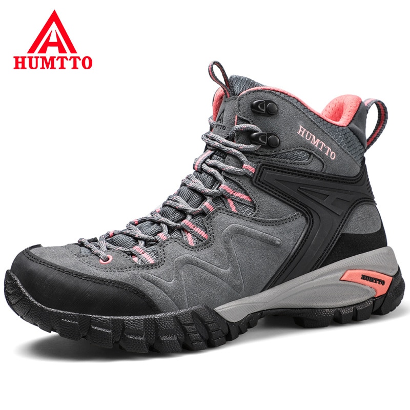 HUMTTO New Waterproof Sport Trekking Boots Leather Hiking Shoes for Women Hunting Climbing Breathable Outdoor Mountain Sneakers