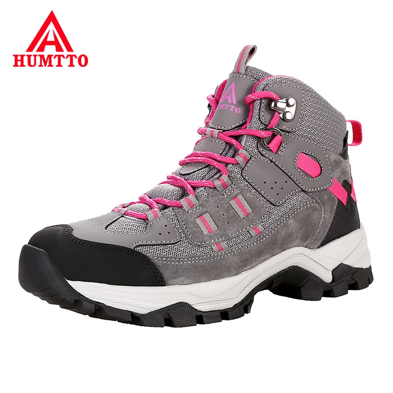 HUMTTO Outdoor Mountain Camping Sneakers for Women Waterproof Hiking Shoes Leather Sport Hunting Climbing Trekking Boots Woman