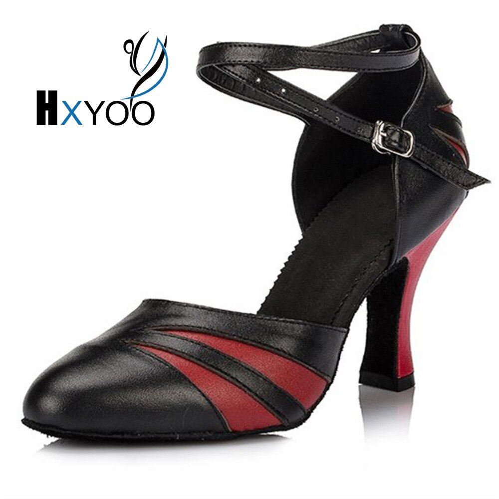 HXYOO 2018 Dance Shoes For Ballroom Dancing Practice 4.5-8.5 cm Heel Pu Leather With Buckle Woman Dancing Shoes JYG435