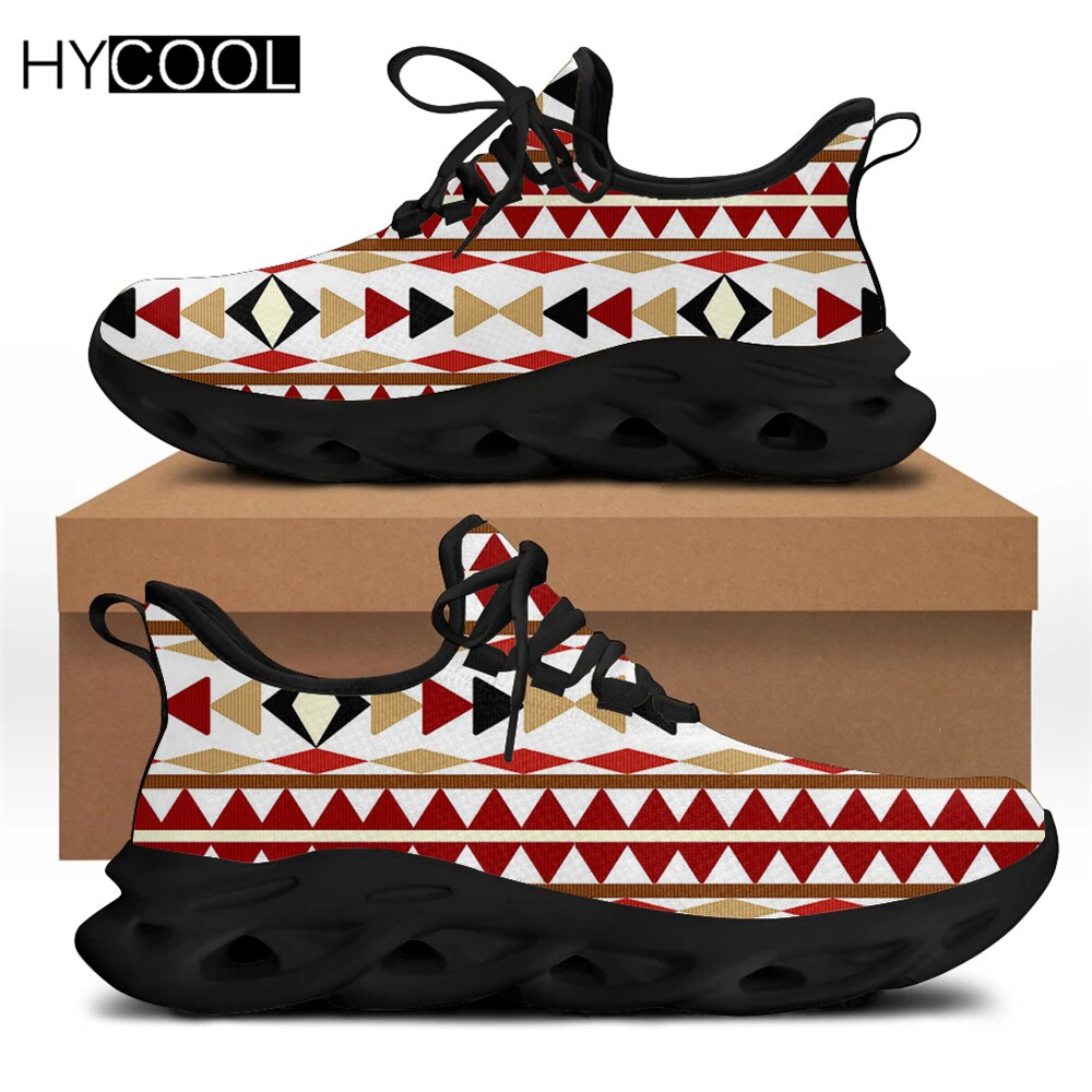 HYCOOL African Tribal Printing Women Sneakers Sport Gym Breathable Running Shoes Comfortable Lace Up Zapatillas Mujer 2021