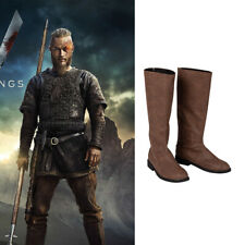 HZYM Vikings Cosplay Ragnar Lothbrok Cosplay Boots Leather Shoes Men High Tube