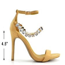 I PROMISE U Women Sexy Rhinestones Chain Stiletto High Heel Open Toe Dress Shoes