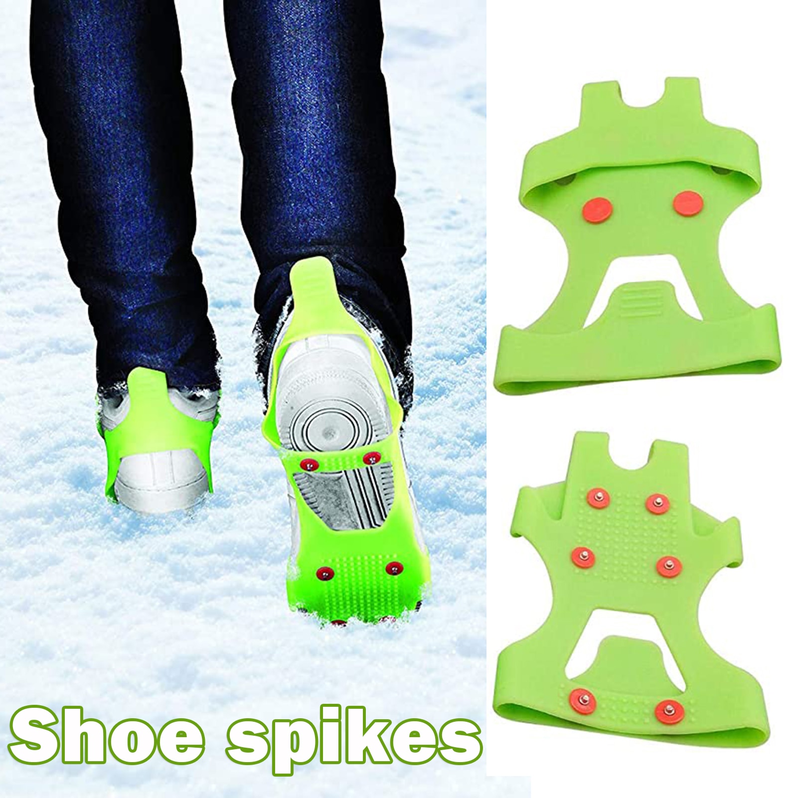 Ice Cleats Ice Grip Snow Grippers Anti Slip for Shoes and Boots Rubber Spikes Crampons with 6 Steel Studs Cleats SDFA88