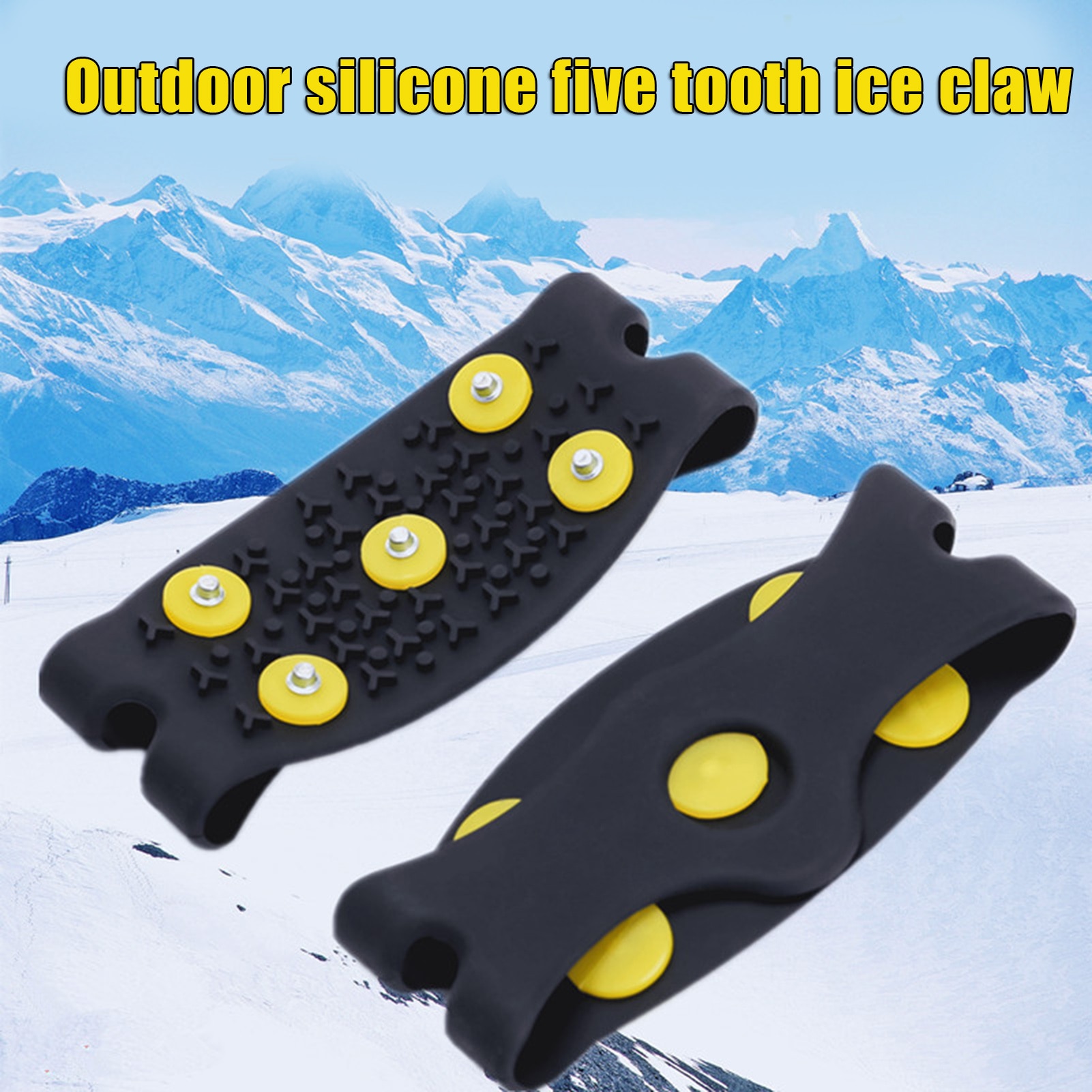 Ice Cleats Tractions Cleats Ice Grip Snow Grippers Anti Slip for Shoes Boots Rubber Spikes Crampons with 5 Steel Studs S