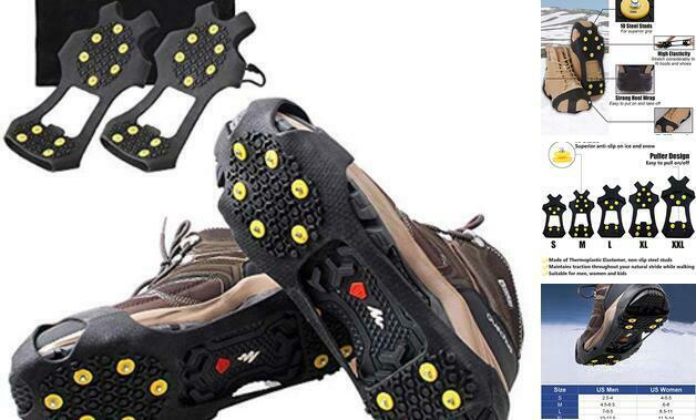 Ice Snow Cleats for Shoes and Boots XXL (Men:13-15.5 / Women:14.5-17) 10 Studs