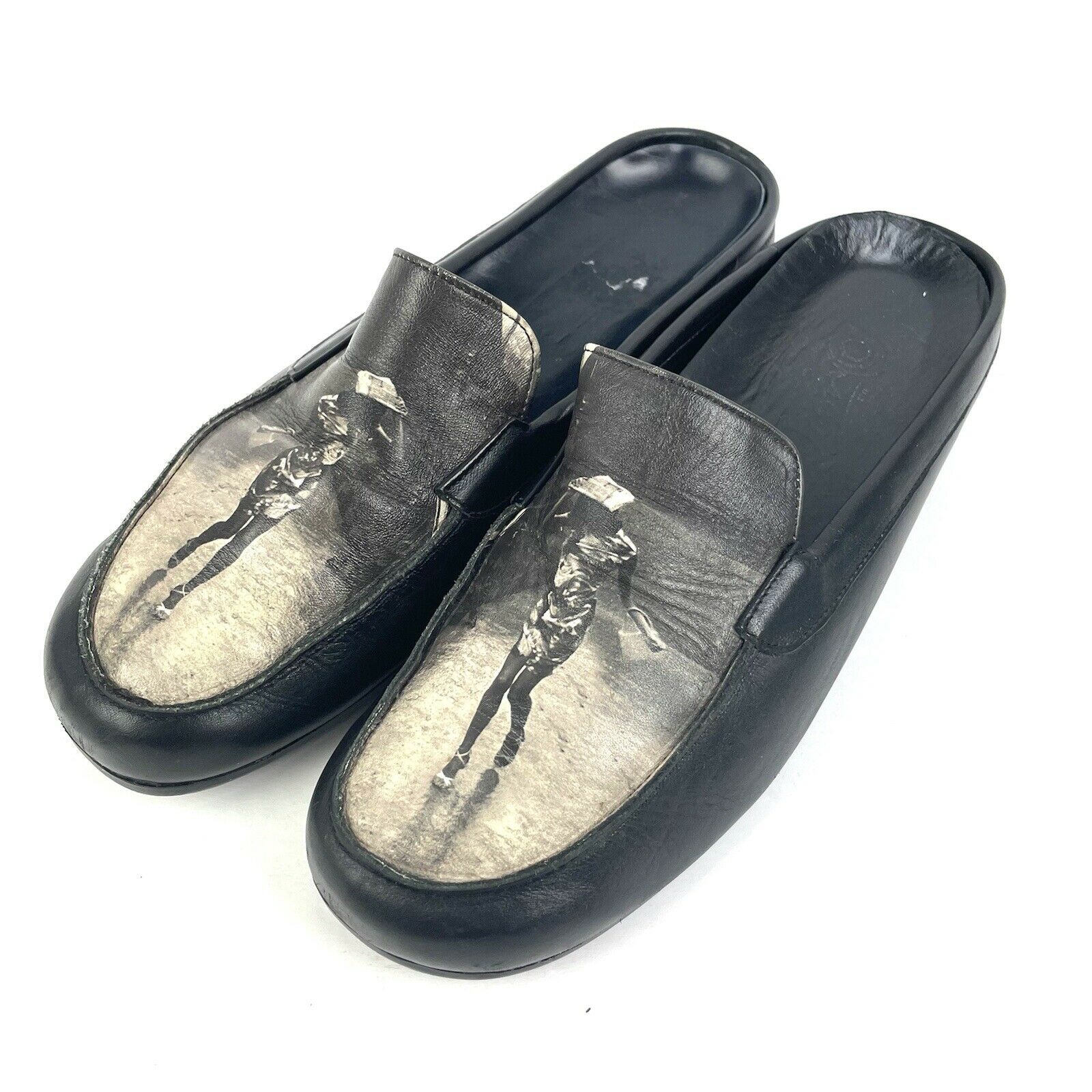 Icon Shoes 7.5 Wearable Art Leather Walking In The Rain Made USA Slip On Mules