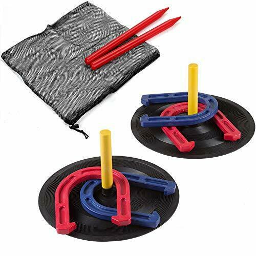 Indoor/Outdoor Rubber Horseshoe Game Set for Adults and Kids Backyard Lawn Games