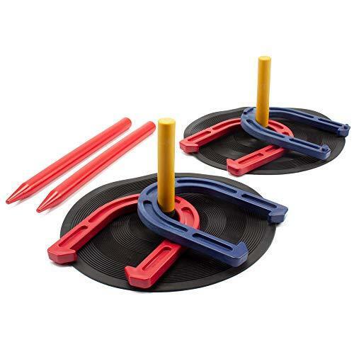 Indoor/Outdoor Rubber Horseshoe Game Set for Adults & Kids Backyard Lawn Games
