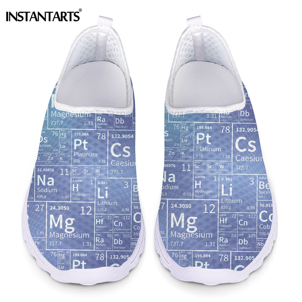 INSTANTARTS Fashion Periodic Table Pattern Lady Casual Sneaker 2020 Hot Sale Slip-on Loafers Lightweight Flat Shoes for Women