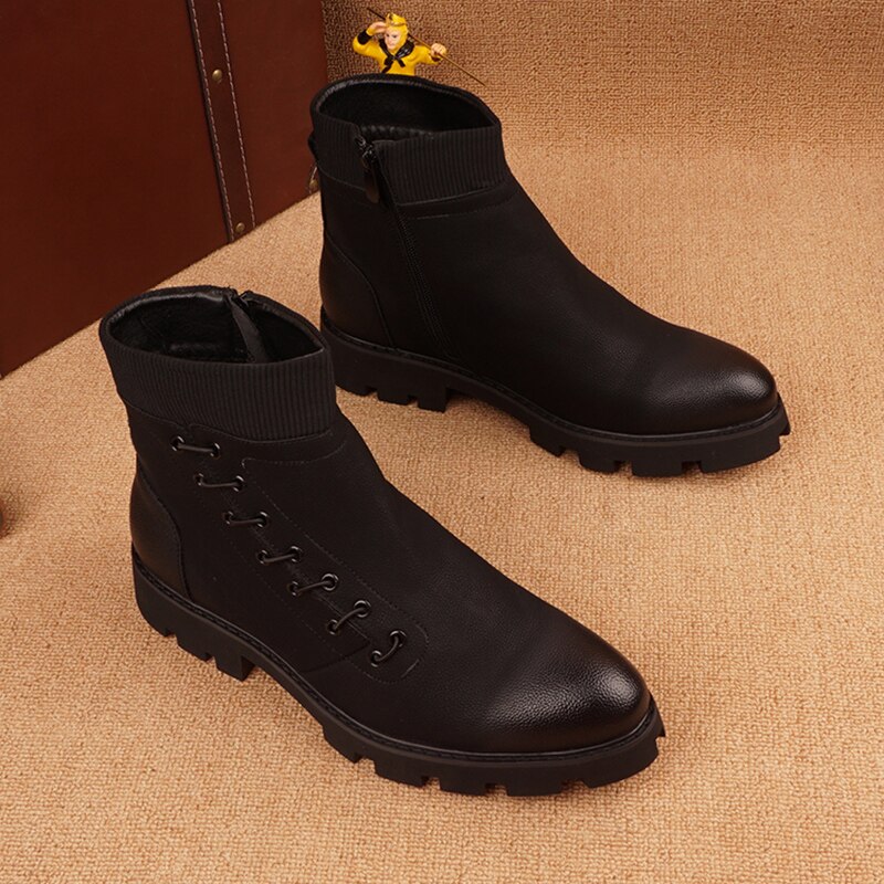 Japanese designer men boots luxury fashion party nightclub dress platform shoes young teenage cow leather boot short botas male