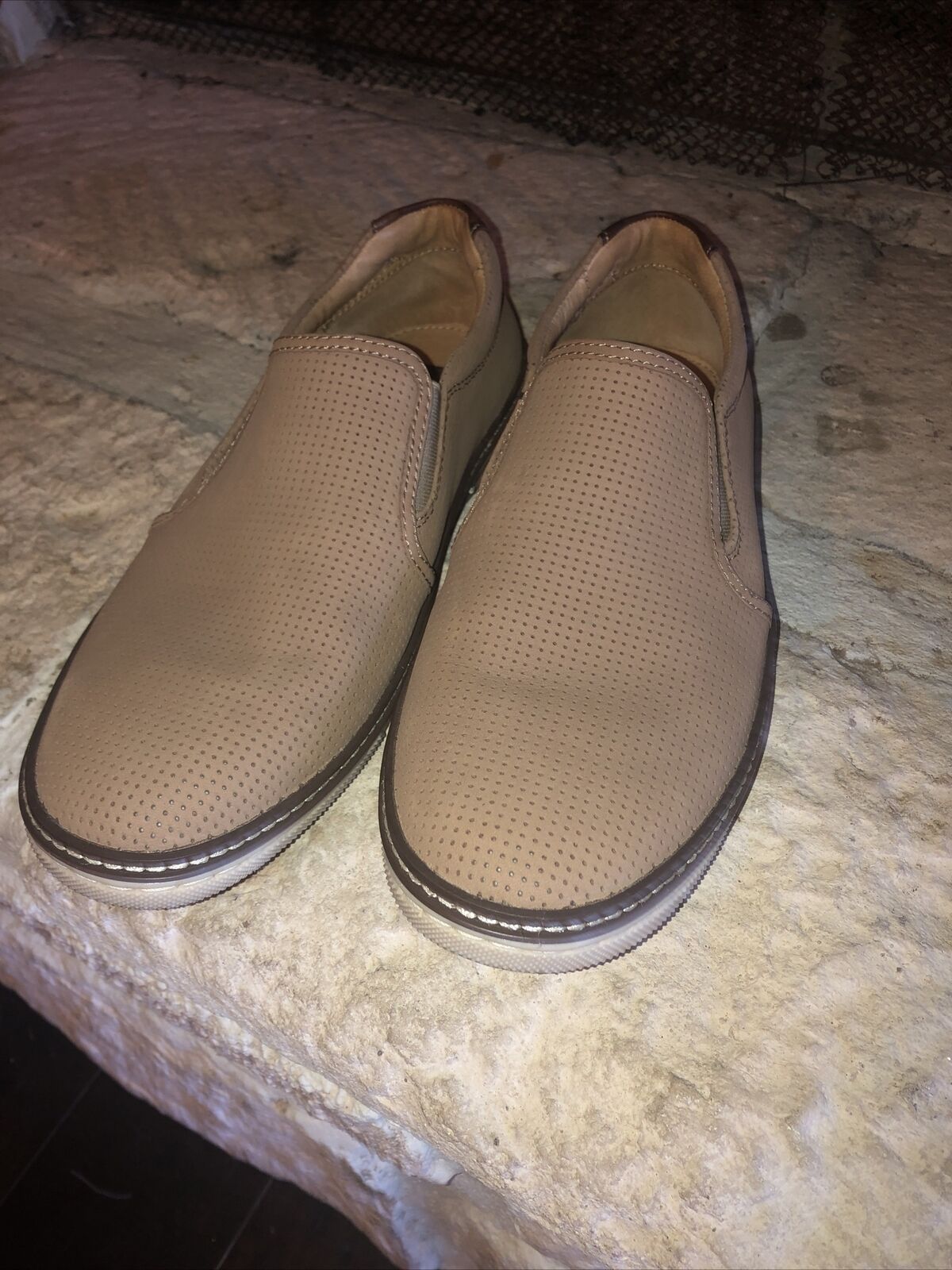 J&M Johnson Murphy Men’s Sz 9. Shoes Brown Slip On Sheepskin Leather
