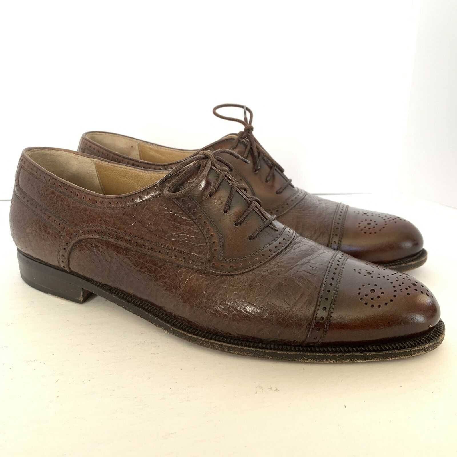 Johnson & Murphy ITALY Men's Captoe Brown Leather Domani Dress Shoes Size 9.5 M