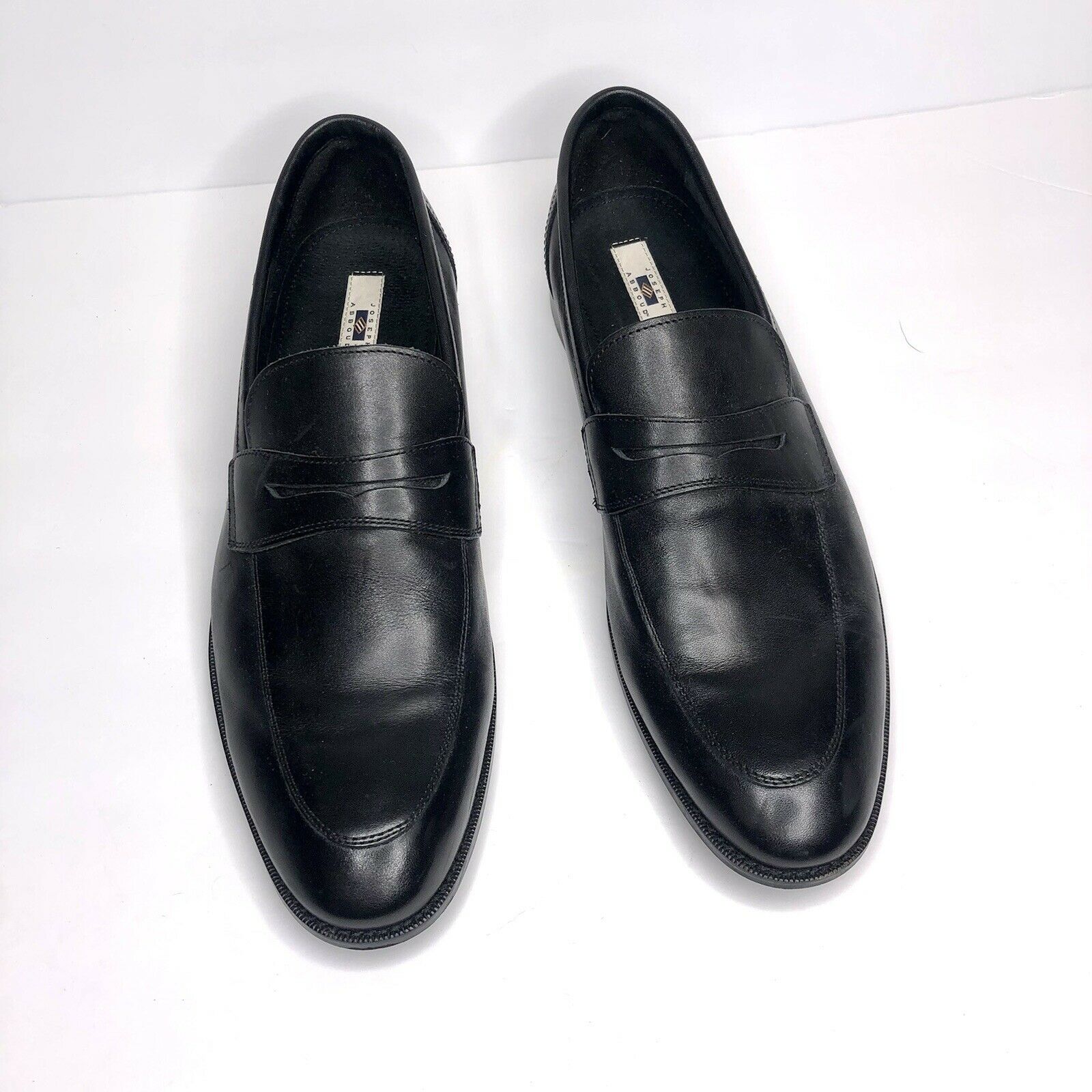 Joseph Abboud Mens Leather Loafer Slip on Dress Shoes Round Toe Black Sz 11