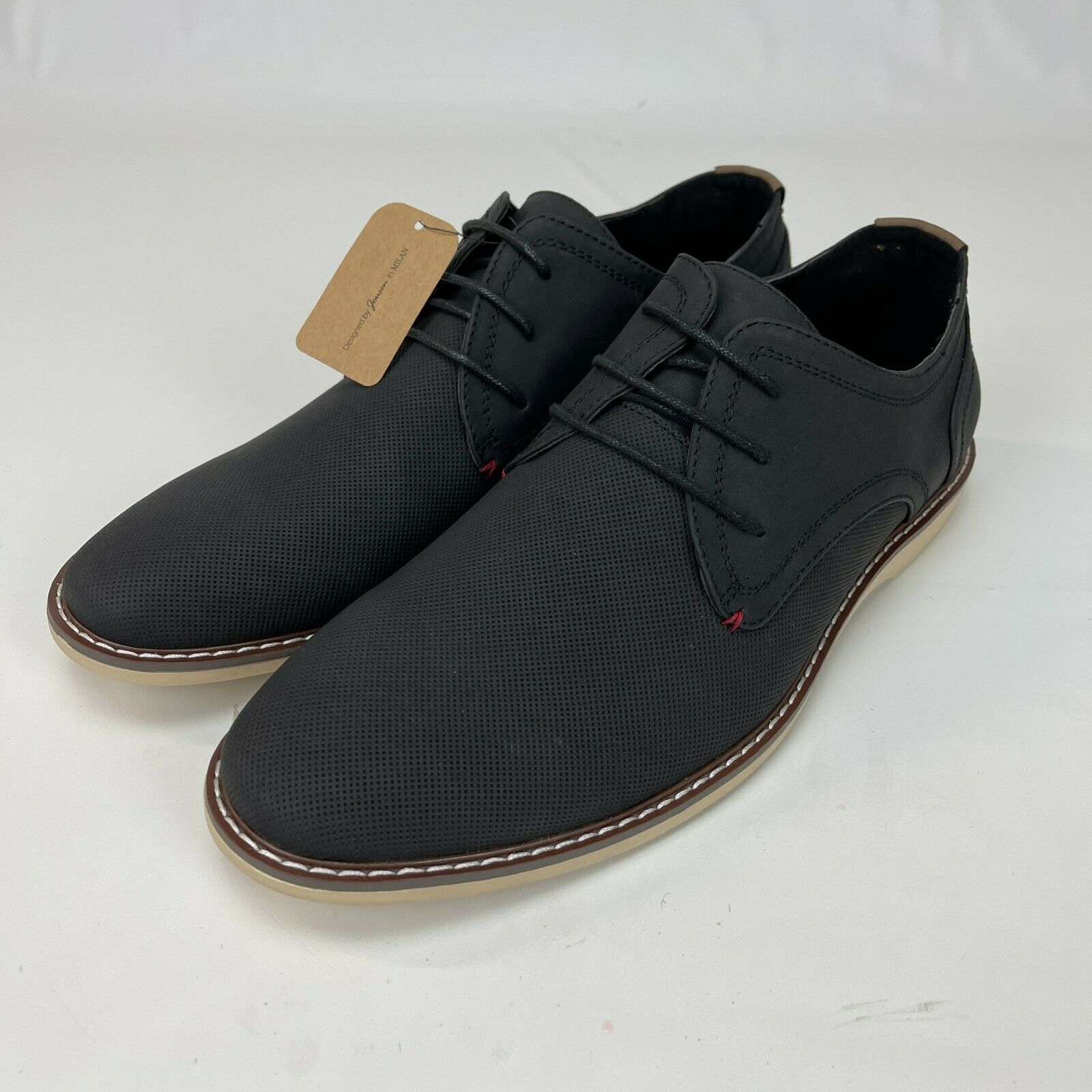 Jousen Mens Black Suede Oxford Business Casual Dress Classic Derby Shoes Size 11