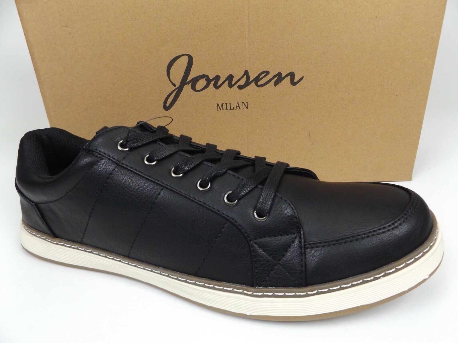 JOUSEN Mens Leather Sneakers Fashion Sneaker Casual Shoes Size 11.5 M, Blk 21109