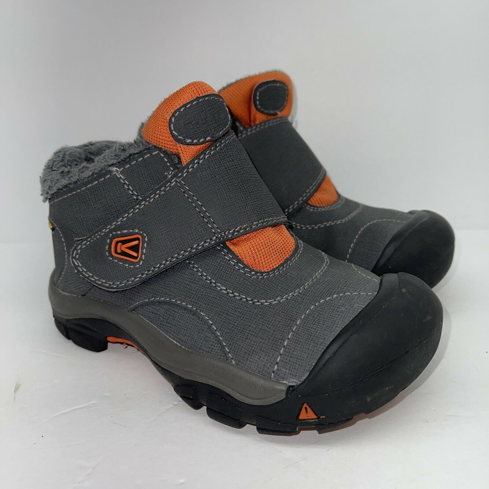 Keen Kootenay Kids Youth Size 12 EU 30 Gray Leather & Orange Winter Hiking Boots