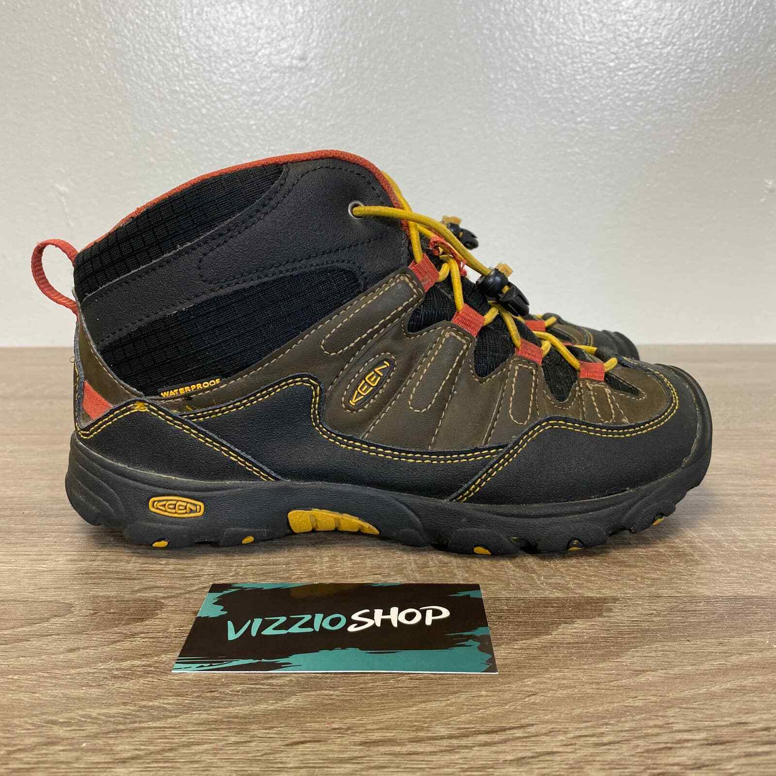 Keen - Pagosa Mid WaterProof Brown Yellow Hiking Boots - Youth 5 - 1011745