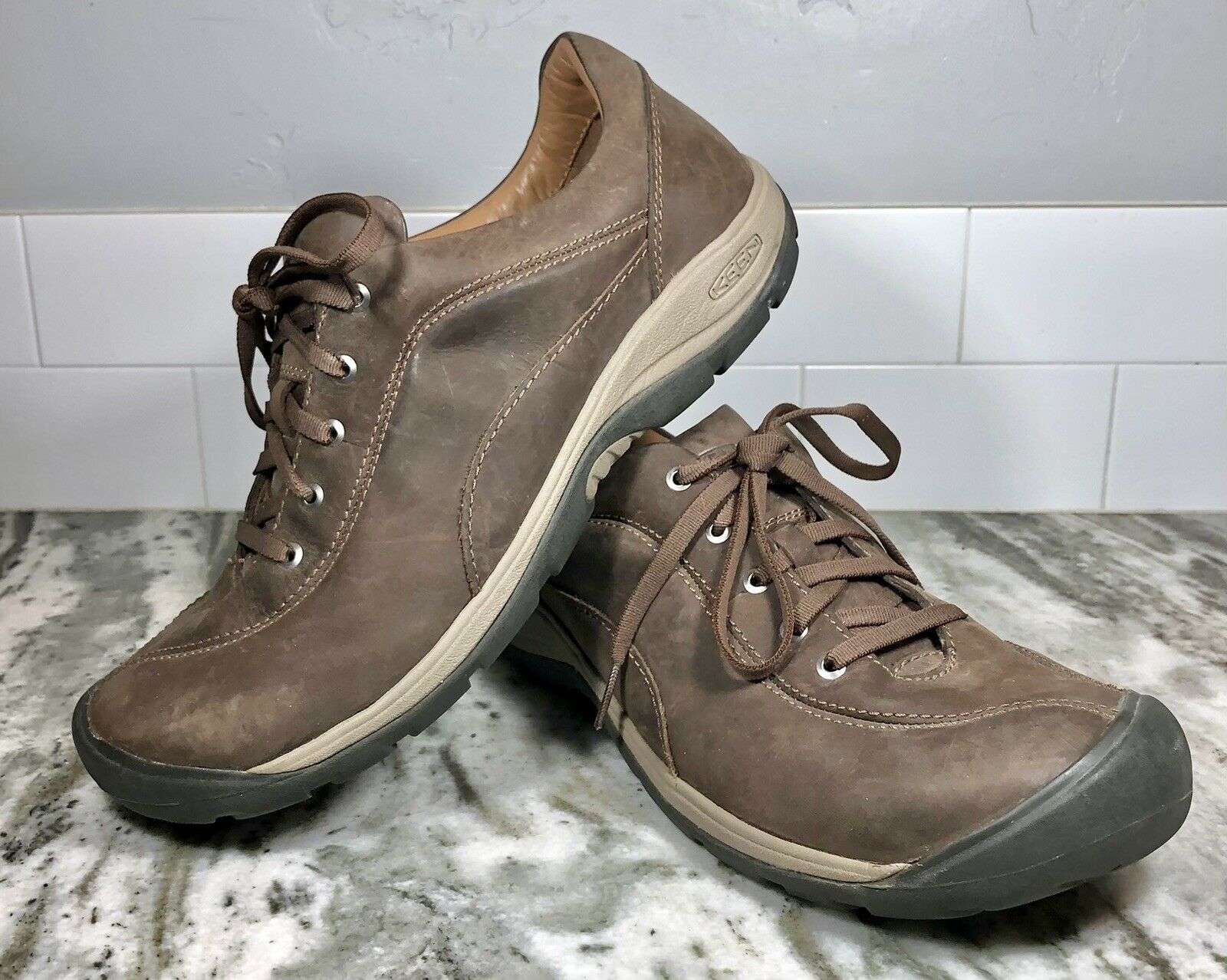 Keen Presidio II Women’s Size 12W Trail Walking Shoes Brown Leather 1018318