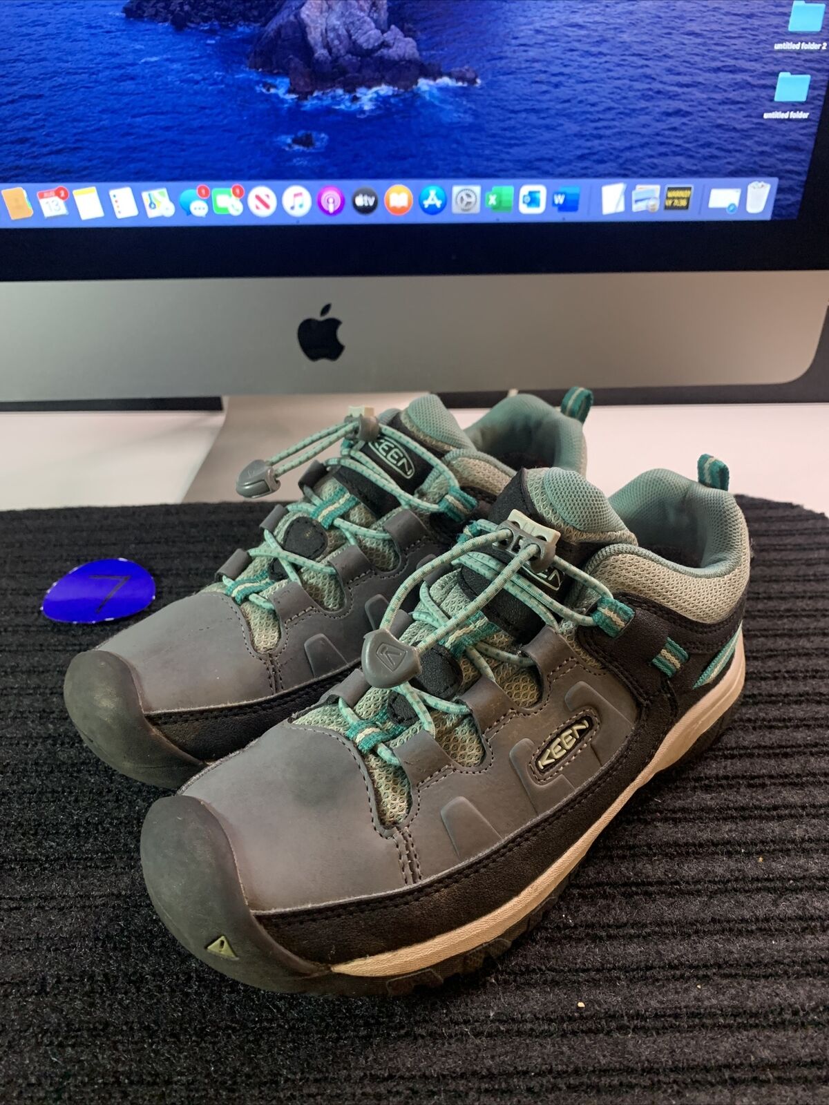 Keen Targhee Big Kids Waterproof Hiking Shoes Size 7 Steel Grey/Wasabi 1019830