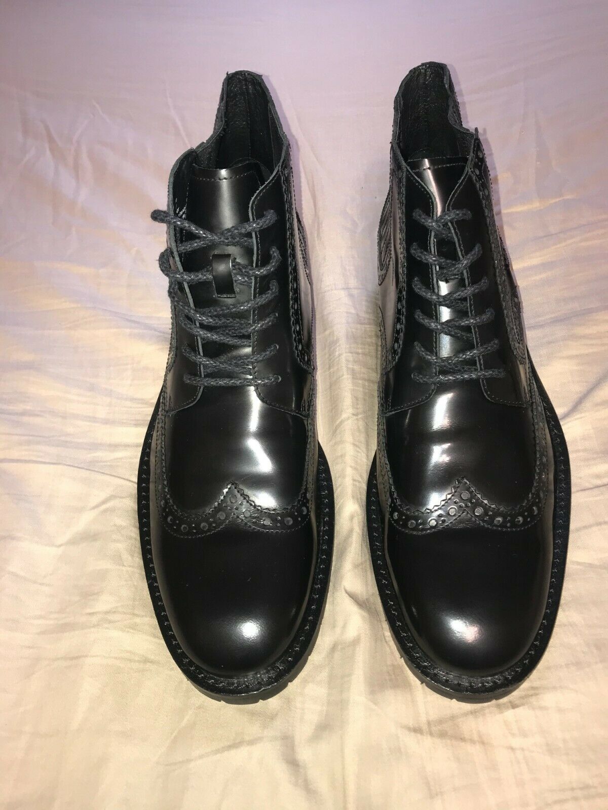 Kenneth Cole Men's Shoes / Boots Size 12M Mid-High Black Wingtip Leather NEW