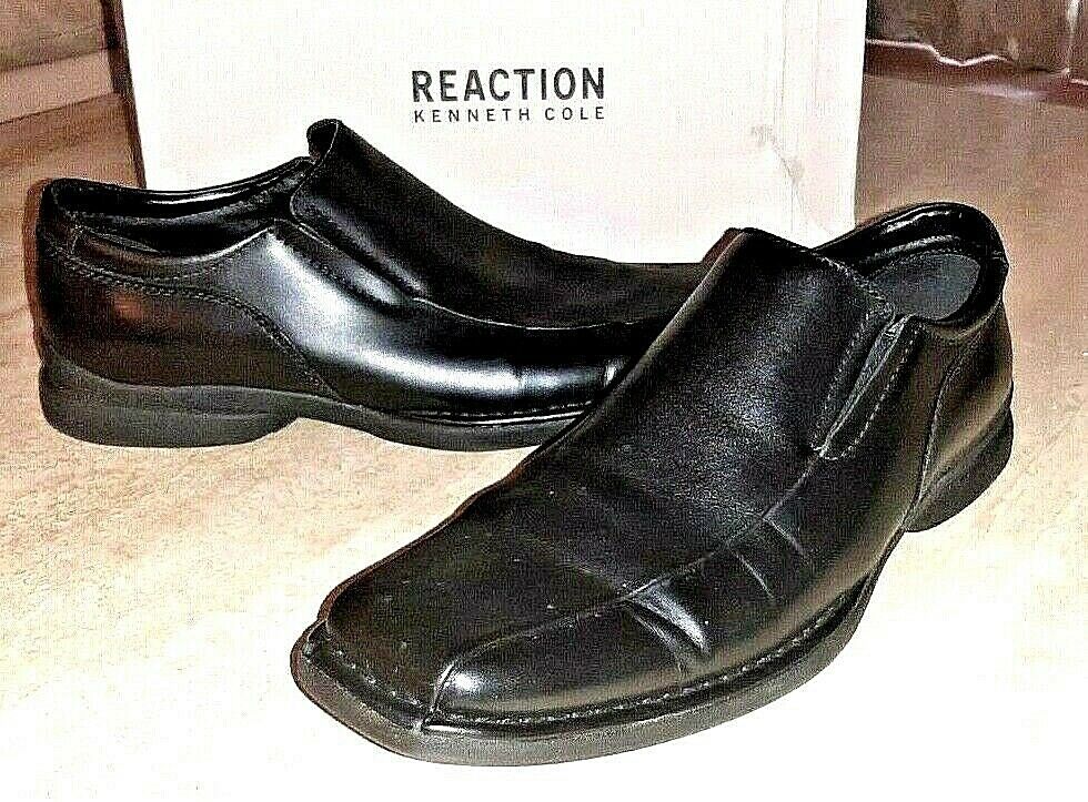 KENNETH COLE Reaction Mens Dress Shoes Punchual Black Leather Loafers Size 12 M
