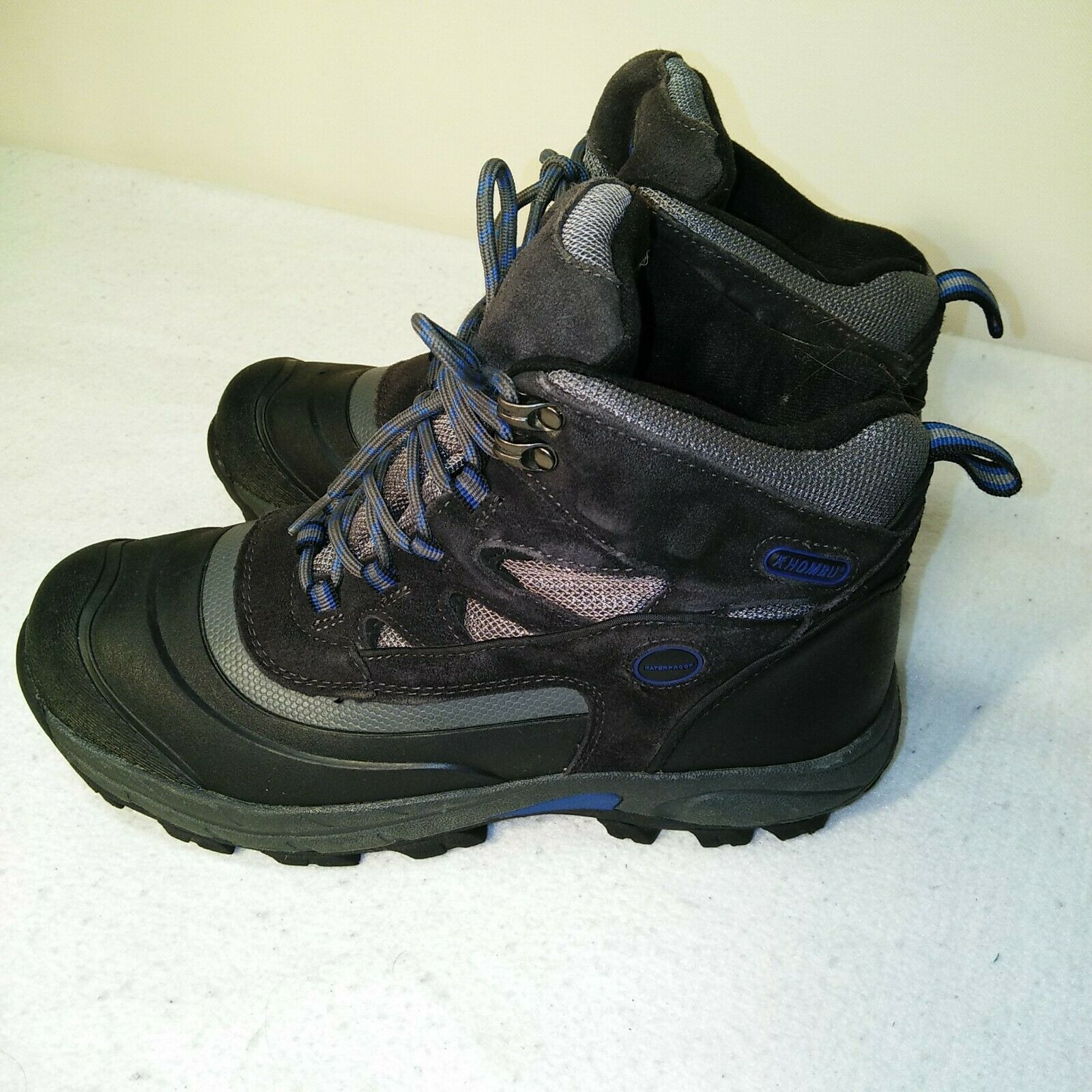 Khombu Men's Hiking Waterproof Snow Boots Black Fleet - Size 10