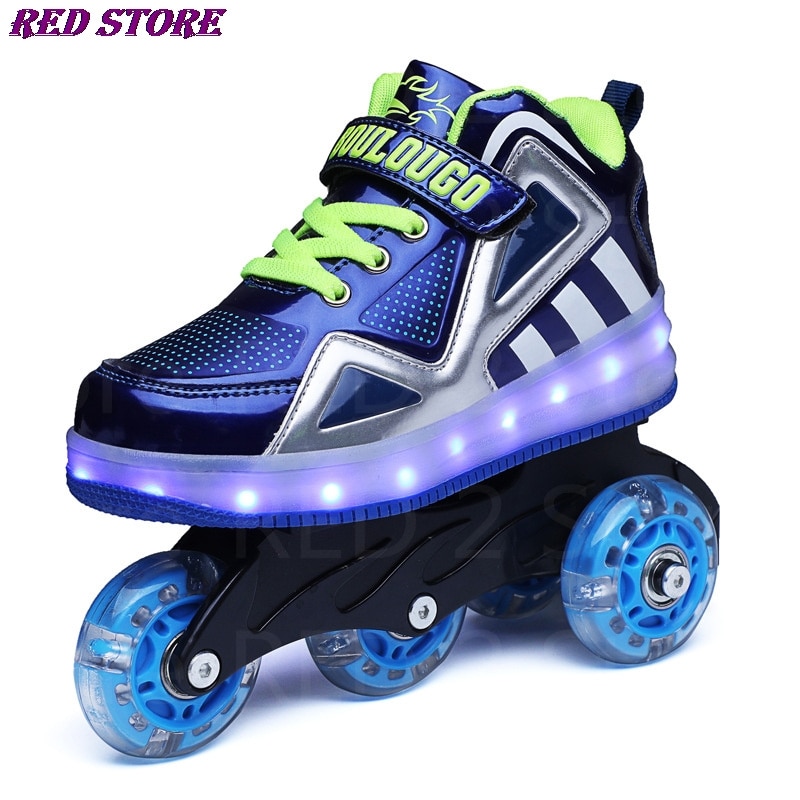 Kids Baby Shoes Sneakers Fashion Winter Safe Children Roller Skates Led Light Up sport Shoes Glowing with Wheels Unisex Lighted