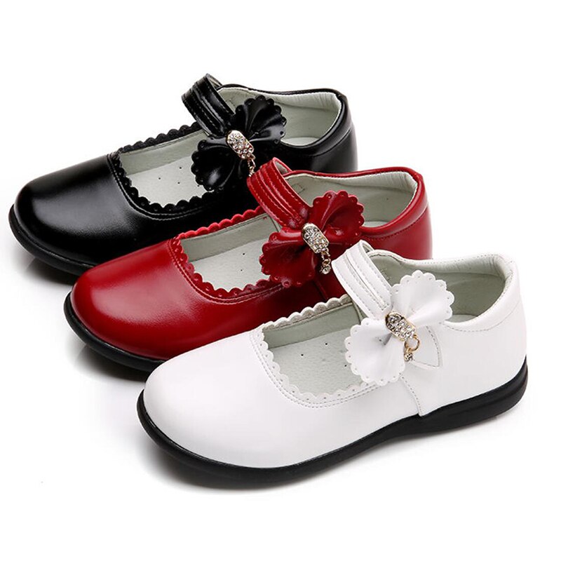Kids Girls Princess Genuine Leather Shoes For Teens Children School White Black Flats Baby Performance Dress Shoes New 2022