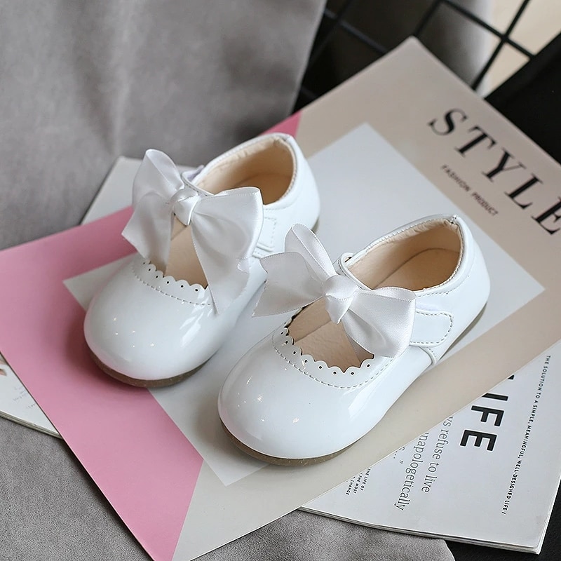 Kids Toddler Newborn Flower Children Girls Leather Shoes For Infant Toddler Baby Girls White Party Wedding Dress Shoes 2021 New