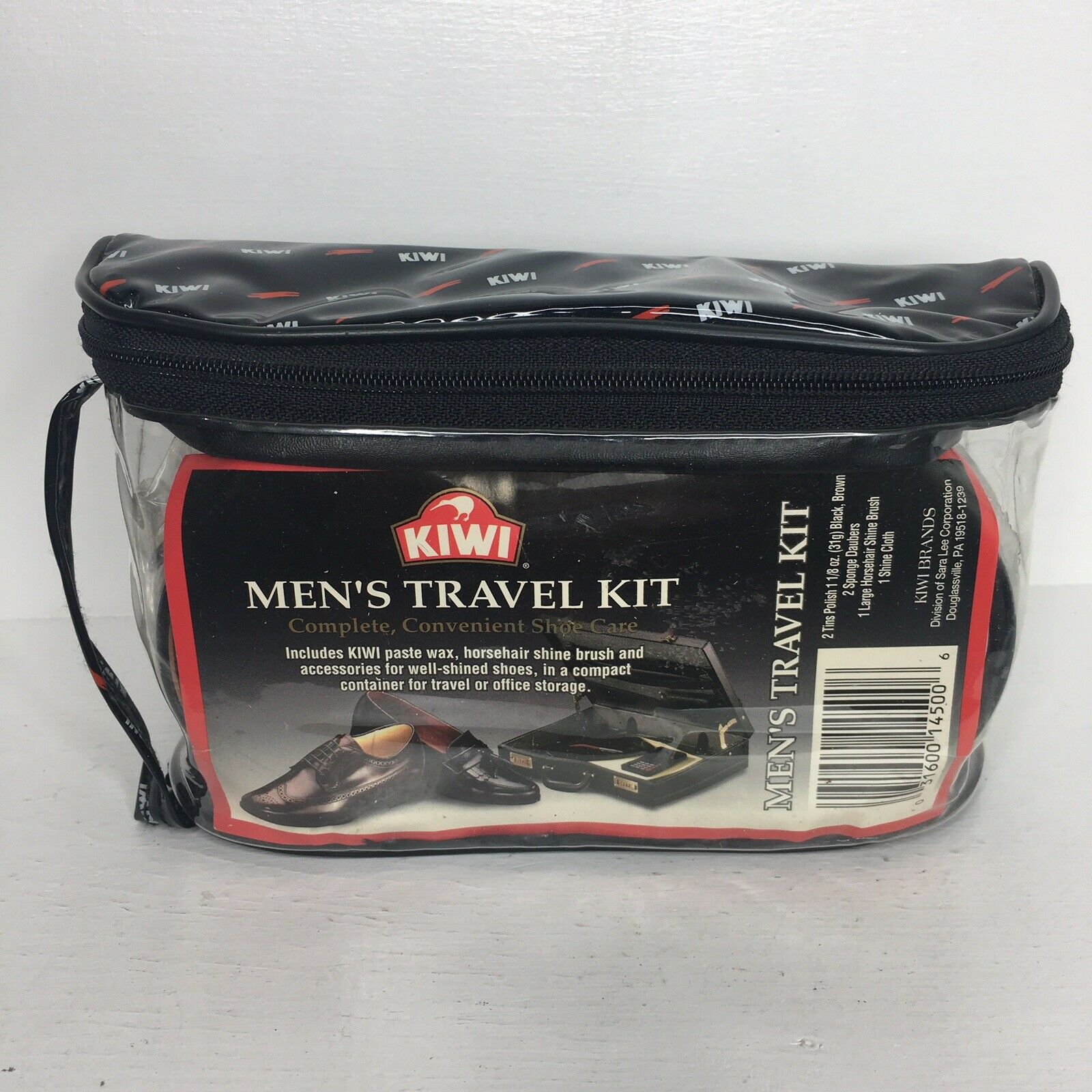 Kiwi Leather Care Travel Kit Black/Brown dress Shoe Polish Shine Brush