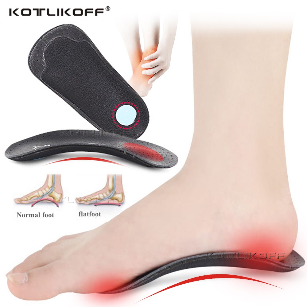 KOTLIKOFF Leather Orthotic Insole For Flat Feet Arch Support Pads O/X Leg Corrected Insoles Heel Pain Shoe Sole Insert 1 Pairs