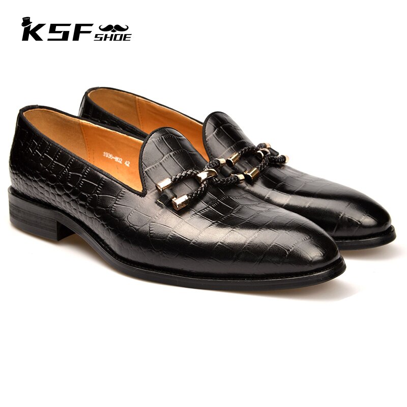 KSF SHOE Fashion Loafers Genuine Leather Shoes Men Handmade Original Classic Luxury Designer Office Dress Business Shoes for Men