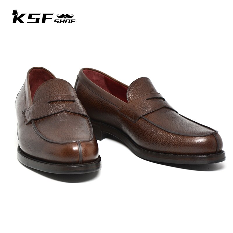 KSF SHOE Genuine Leather Loafers Dress Brown Men Shoes Original Handmade Luxury Designer Business Formal Brand Shoes for Men