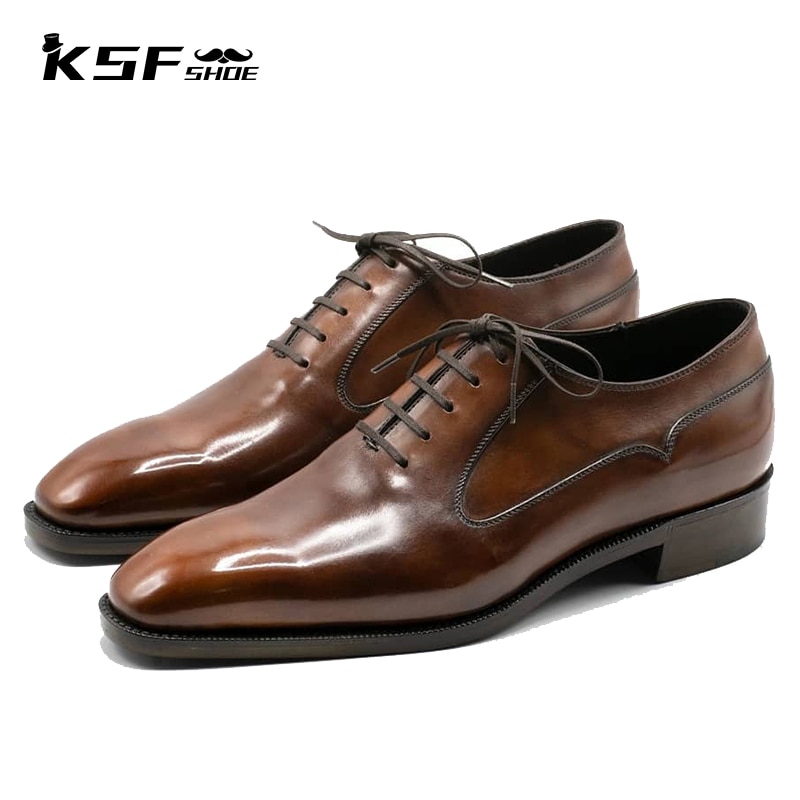 KSF SHOE Luxury Designer Classic Brogue Oxford Dress Shoes Men Business Handmade Formal Party Brown Men Wedding Shoes Original