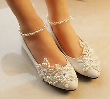 Lace Pearls Stars bride wedding High heel Low heel Flat bridesmaid prom shoes