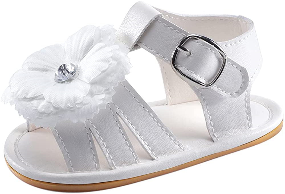 LACOFIA Baby Girls Summer First Walking Shoes Infant Anti-Slip Sandals White