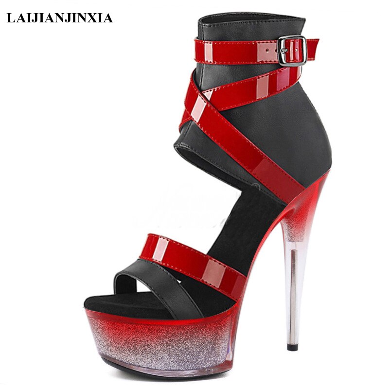 LAIJIANJINXIA New Women Pumps 15 CM Super High Stripper Heeled Pole Dance Shoes 6 Inches Elegant Platform Woman Sandals