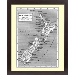 Large Framed Photo. Maps/New Zealand