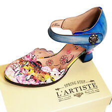 L'Artiste Floral Leather High Heel Boho Chic Shoes 39 40 41 42 Romantic Platform