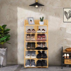 Latitude Run® Shoe Rack For Entryway 6 Tier Narrow Shoes Rack For Closets in Brown, Size 35.0 H x 16.9 W x 9.5 D in | Wayfair