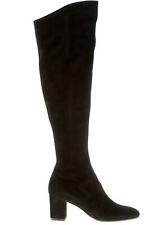 L'AUTRE CHOSE women shoes Black suede high knee boot slip on dress and side zip