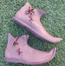 LEATHER Brown Medieval Renaissance Gothic Boots Shoes Elf viking pirate LARP SCA